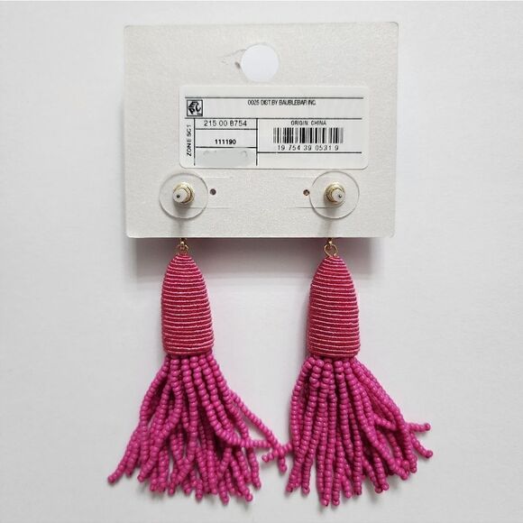 New limited-edition SUGARFIX by BaubleBar Threaded Tassel pink / red Earrings - Picture 2 of 12